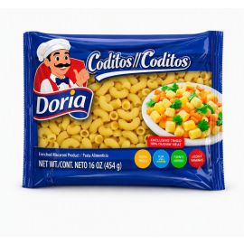 Pasta de Coditos Doria – Trigo 100% Durum Enriquecido, 454g (16 oz)