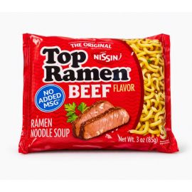 Sopa de Fideos Ramen Nissin Top Ramen – Sabor a Res, Paquete de 85g (3 oz)